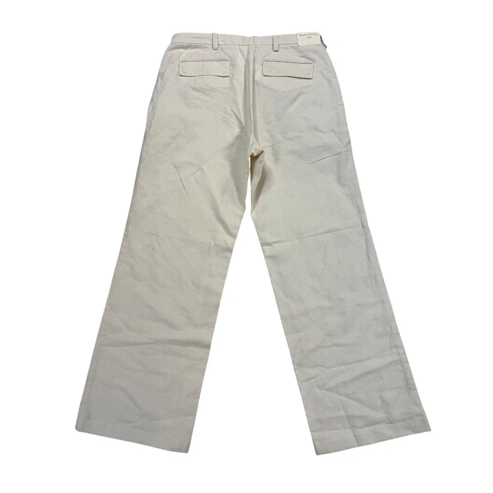 Banana Republic Trousers Womens 31R Cream New Linen Blend Wide Leg Pants